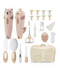 Lilian&Gema Baby Healthcare and Grooming Kit, 28-in-1 Rechargeable Nail Trimmer Electric Set, Dual Auto Light Baby Nail Care Kit, Portable Newborn Nursery Health Care Set for Infant Toddlers Boy Girl