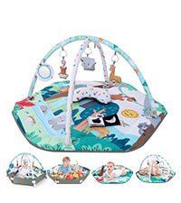 Lilian&Gema Baby Play Gym Mat, Baby Tummy Time Mat with 6 Detachable Sensory Toys, Baby Activity Play Mat for Stage-Based Sensory & Motor Skill Development, Baby Gift for Newborn Infant 0-6 months