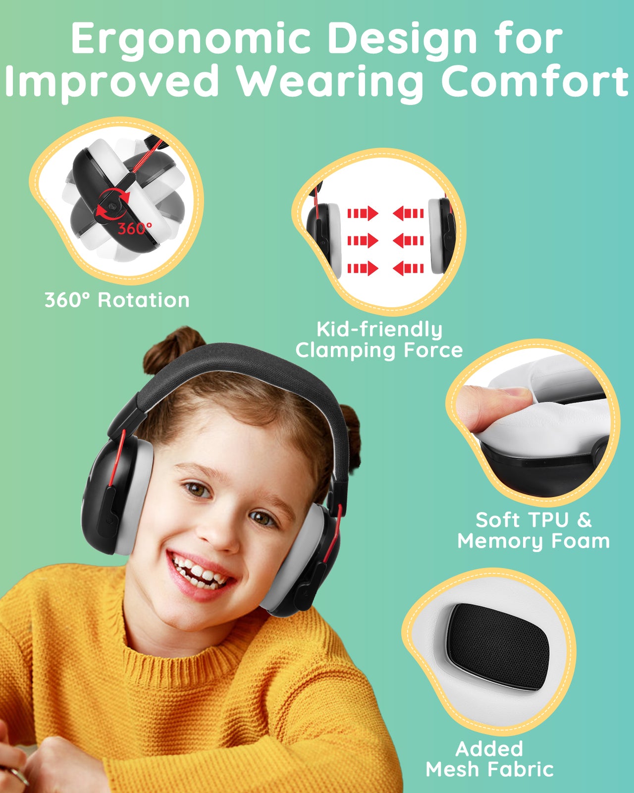 Lilian&Gema Noise Cancelling Headphones for Kids