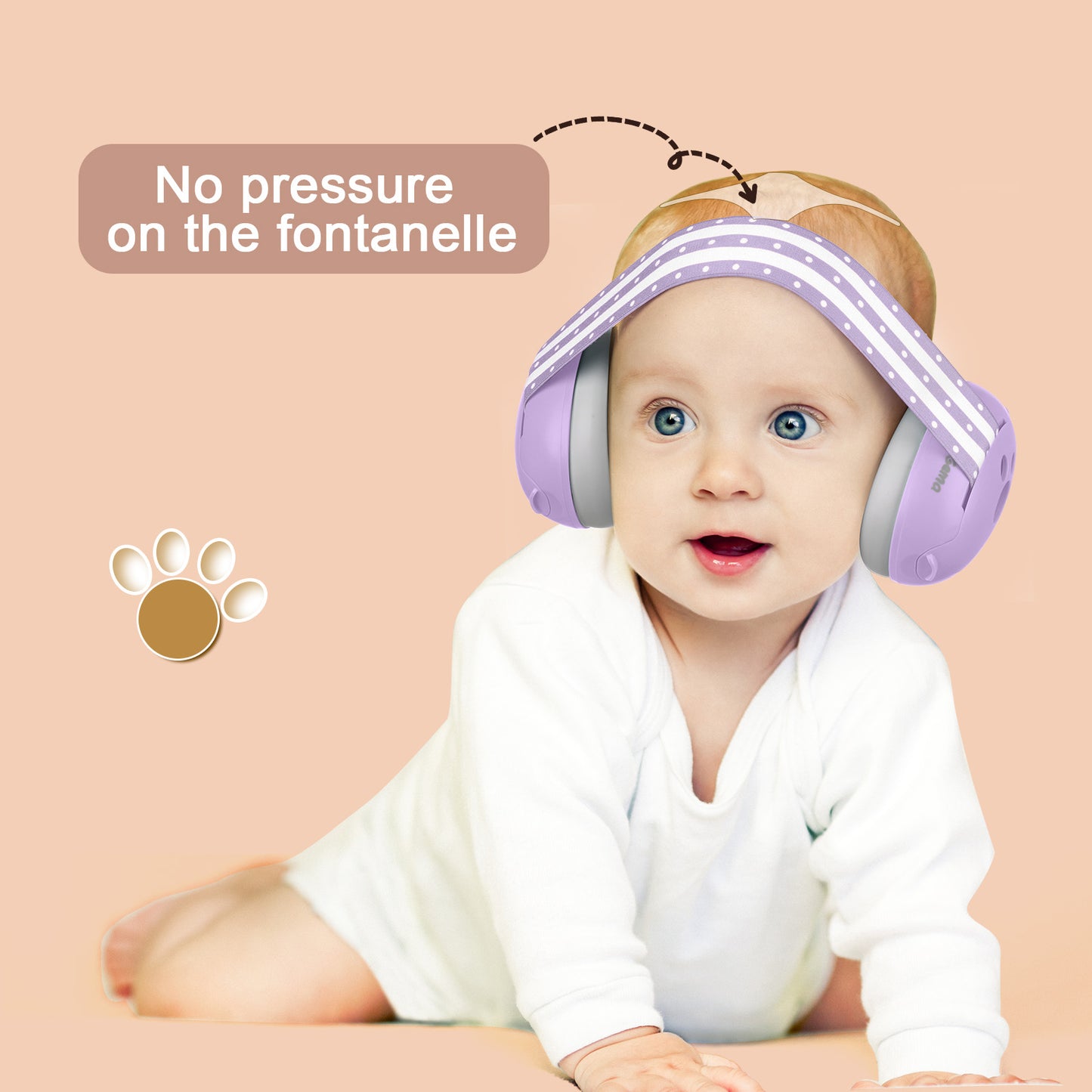 Lilian&Gema 2-in-1 Baby Ear Muffs Noise Protection, Adjustable Baby Headphones with Stretchy Band, Noise Cancelling Headphones for Baby & Toddler up to 4 Years, Baby Airplane Essentials, Purple