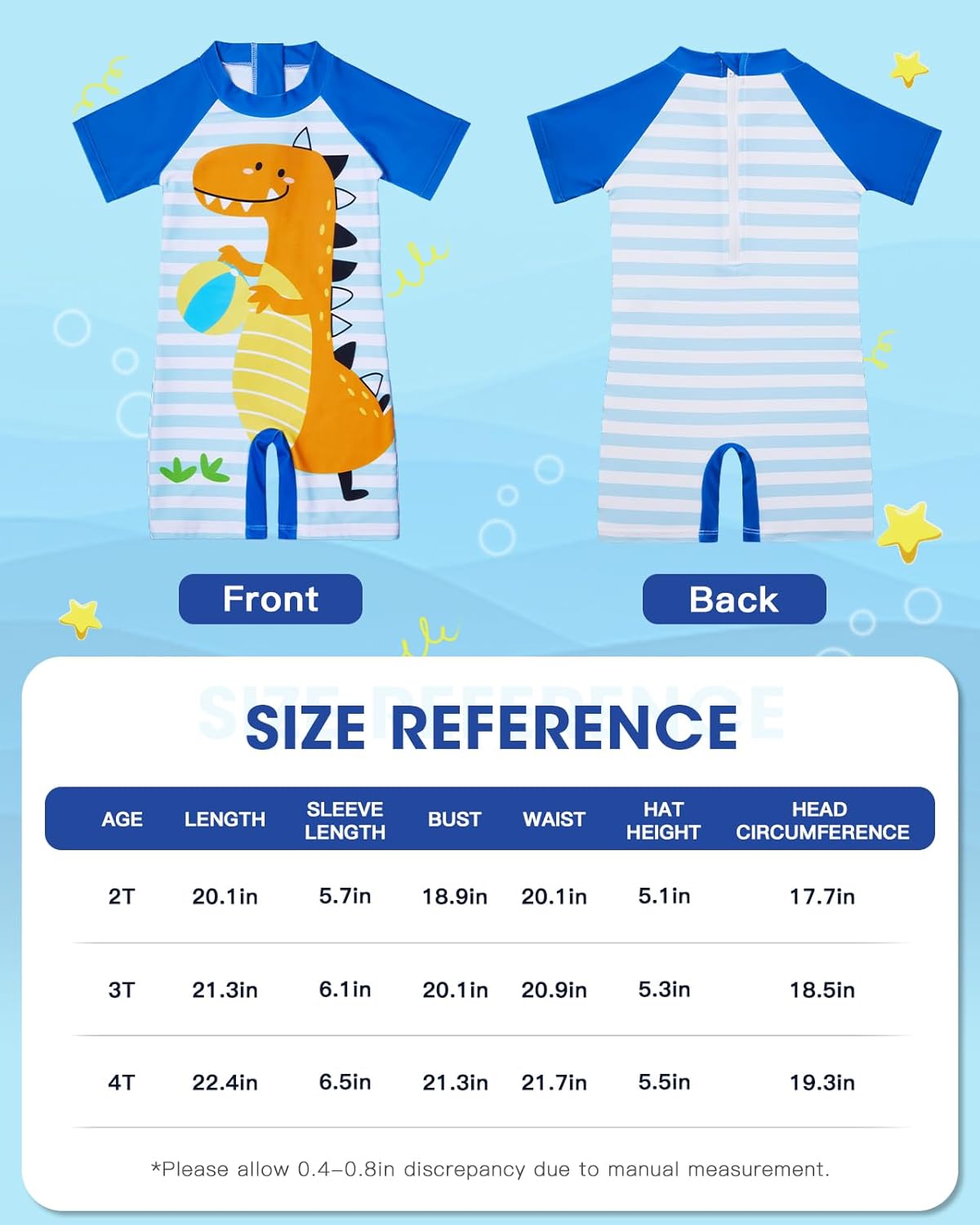 Lilian&Gema Toddler Boy Swimsuit UPF 50+ Protection One Piece Zipper Bathing Suit Baby Swimsuit with Adjustable Sun Hat