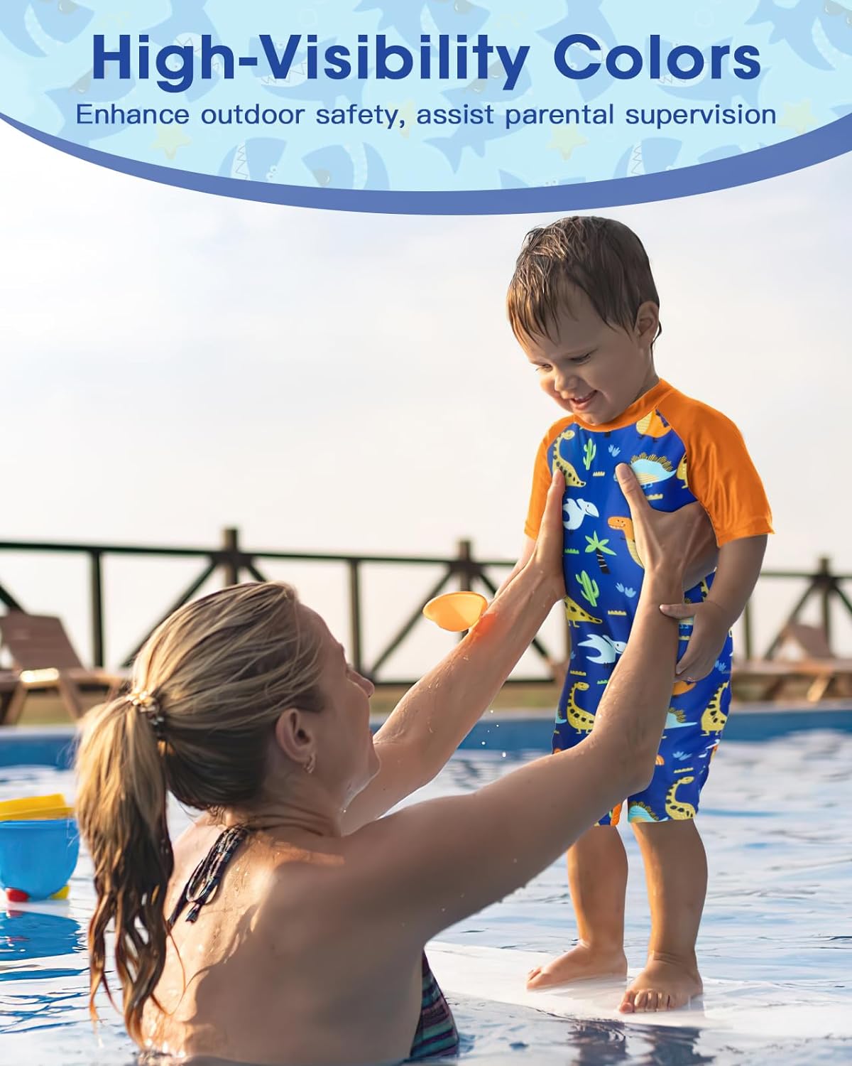 Lilian&Gema Toddler Boy Swimsuit UPF 50+ Protection One Piece Zipper Bathing Suit Baby Swimsuit with Adjustable Sun Hat