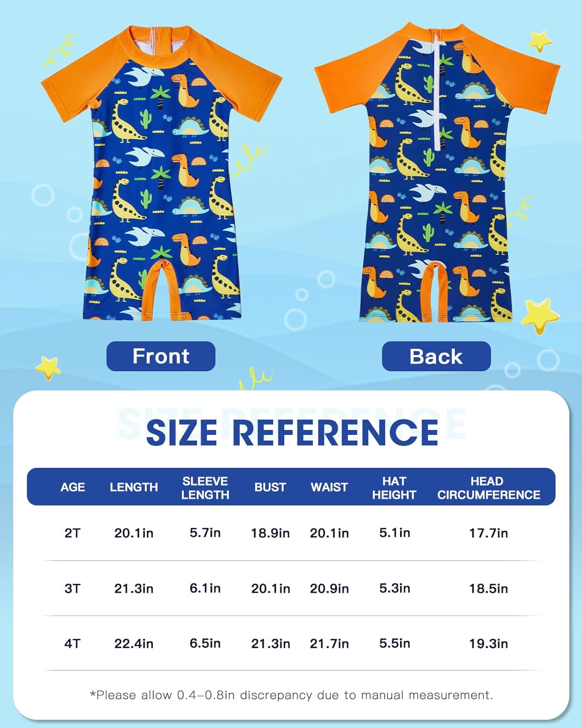 Lilian&Gema Toddler Boy Swimsuit UPF 50+ Protection One Piece Zipper Bathing Suit Baby Swimsuit with Adjustable Sun Hat