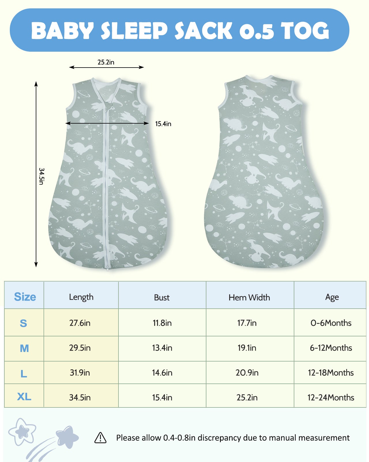 Lilian&Gema 3 Pack Baby Sleeping Bag 0.5 TOG, Unisex Summer Baby Sleep Sacks, Sleeveless Swaddle Wearable Blanket with 2-Way Zipper for Baby Infant Toddler,XL,Blue