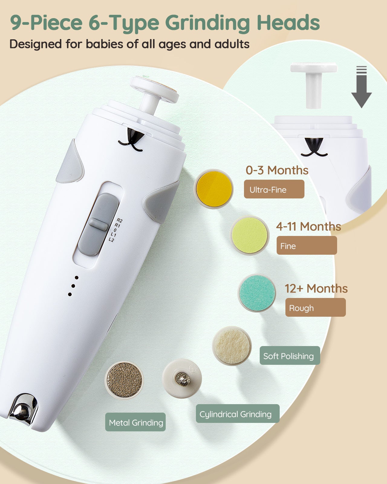 Lilian&Gema Baby Healthcare and Grooming Kit, 28-in-1 Rechargeable Nail Trimmer Electric Set, Dual Auto Light Baby Nail Care Kit, Portable Newborn Nursery Health Care Set for Infant Toddler (Grey)