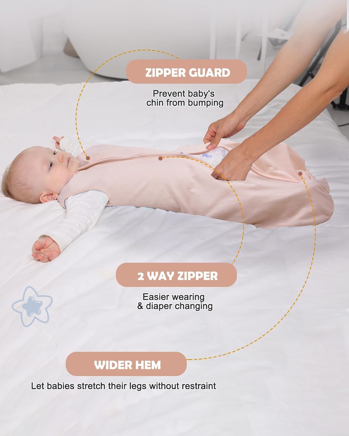 Lilian&Gema Baby Sleep Sack Unisex Baby Sleeping Bag 0.5 TOG Extra Soft Lightweight Wearable Blanket for Infant Toddler