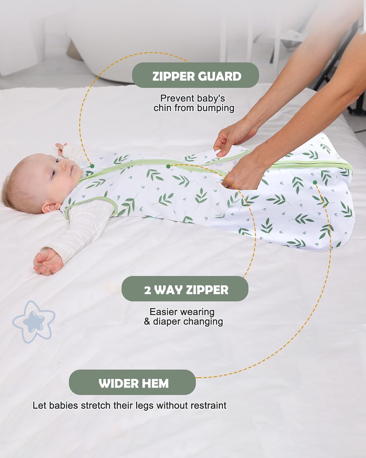 Lilian&Gema Baby Sleep Sack Unisex Baby Sleeping Bag 0.5 TOG Extra Soft Lightweight Wearable Blanket for Infant Toddler