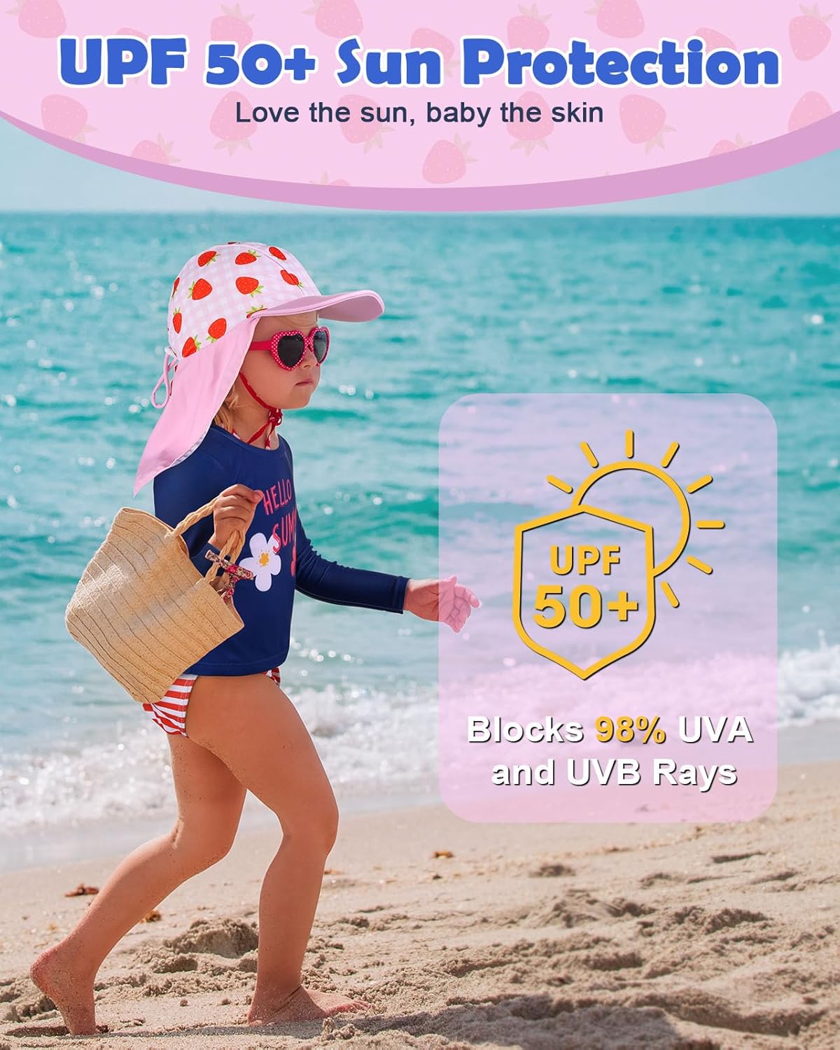 Lilian & Gema 4-Piece Baby Toddler Girl Swimsuit Set - Tankini & Rash Guard Girls Bathing Suit with UPF 50+ Sun Protection