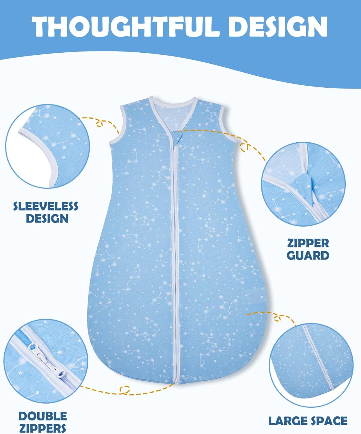 Lilian&Gema Baby Sleep Sack Unisex Baby Sleeping Bag 0.5 TOG Extra Soft Lightweight Wearable Blanket for Infant Toddler