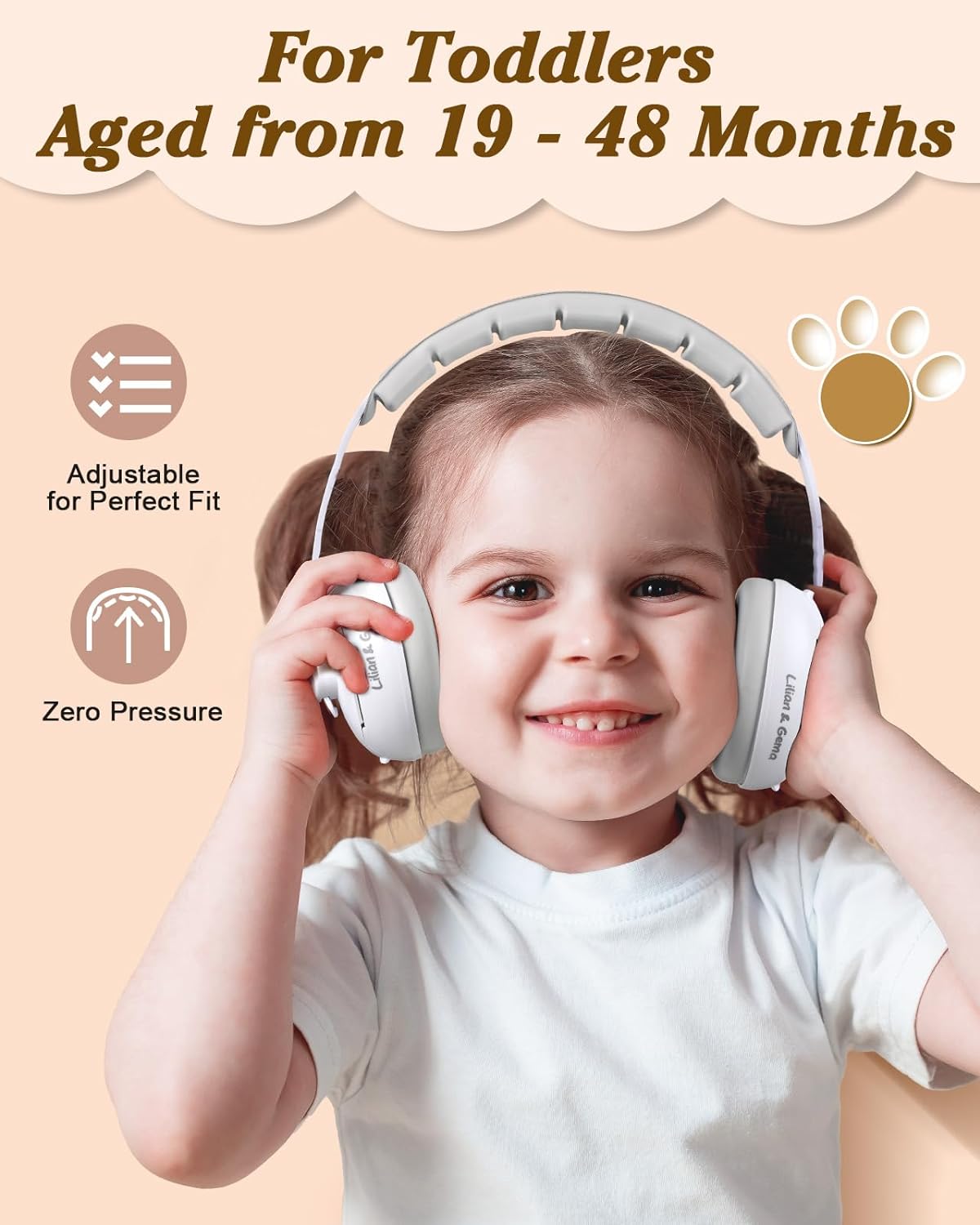 Lilian&Gema 2-in-1 Baby Ear Muffs Noise Protection, Adjustable Baby Headphones with Stretchy Band for Baby & Toddler